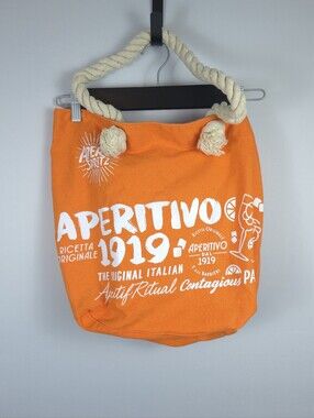 Aperol Spritz Cotton Beach Bag Tote Chunky Rope Handle